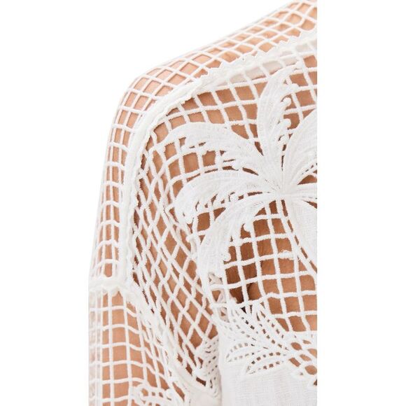 Farm Rio Womens Palms Richelieu Long Sleeve Shirt Small Off White - NWT $248 - Picture 7 of 7